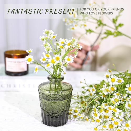 SUPMIND 12pcs Glass Bud Vase Set, Green Small Flower Vases for Centerpieces - Image 6
