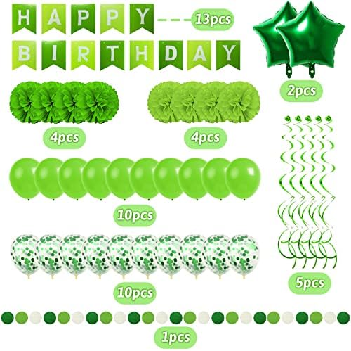Green Birthday Decorations, Party Decorations Happy Birthday Decorations with Banner for Women Boys Girls Dinosaur Safari Party Decorations Wild One Party Supplies - Image 2