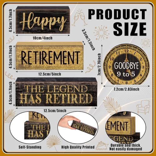 Moucuny 4 Pcs Retirement Party Decorations Happy Retirement Table Decor - Image 3