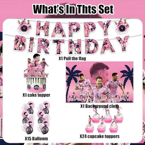 42Pack Messi Soccer Birthday Party Supplies Pack Includes，Banner，Cake Topper，Blackdrop,Balloons for party supplies (Green10) - Image 2
