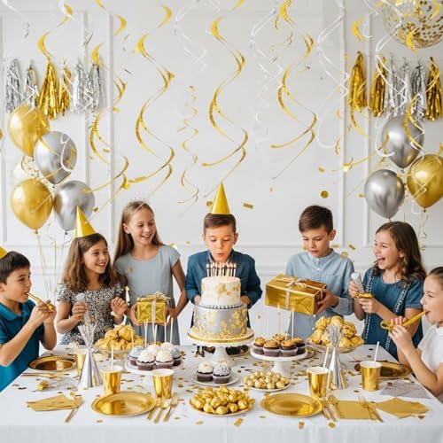 BEISHIDA 20Pcs Gold Silver Hanging Swirls Wedding Graduation Ceiling Decor - Image 6