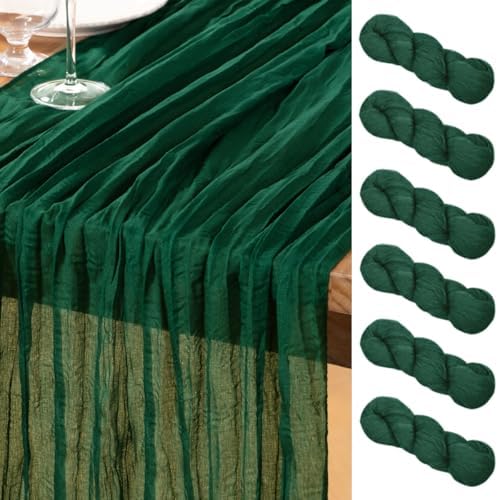 DeZerlor Emerald Green Cheesecloth Table Runners 6 Pack Christmas Runners by DeZerlor