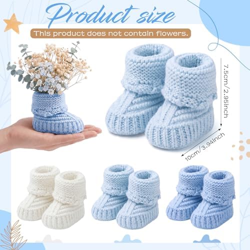 Tranqun 4 Sets Baby Booties Centerpiece No Floral DIY,Classic,Blue Ombré - Image 2