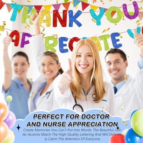 Fulmoon Thank You We Appreciate You Banner Glitter,Colorful - Image 5