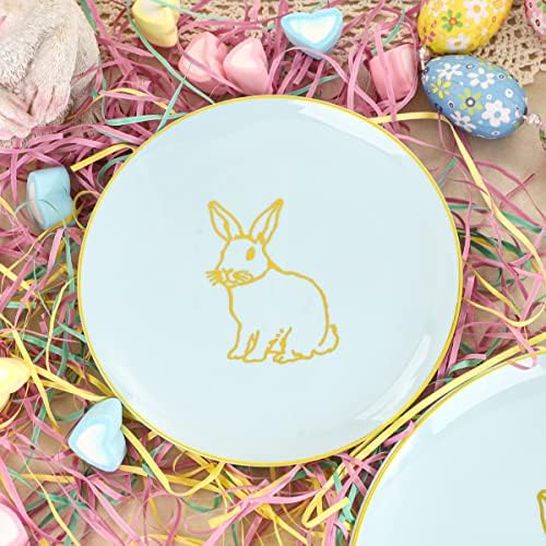 KIRE 60 Pieces Easter plates with Gold Bunny-Mint Green Plastic Plates include 30Pieces 10.25inch Dinner Bunny and 30Pieces 7.5inch Green Dessert/Salad Plates for Easter Day - Image 6