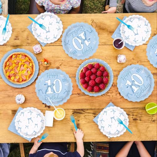 96Pcs Blue Bow 10th Birthday Party Decorations, Serves 24 - Image 7