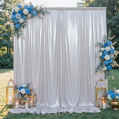 10x10FT Silver Sequin Backdrop Curtain for Party - 2 Panels 5x10FT Wrinkle-Free Shimmer Drapes for Birthday, Wedding, Christmas, Decorations & Photography by Unknown