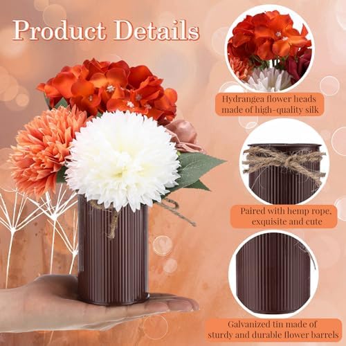 Zeyune 6 Set Artificial Centerpiece, Orange,White, Classic Style - Image 3