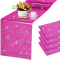 durony 2 Pack Mirror Disco Party Table Runner, 11 x 108 Inch, Hot Pink by durony