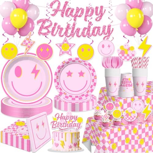 Smiley Face Birthday Decorations, Serves 20 Guests by Yingoto