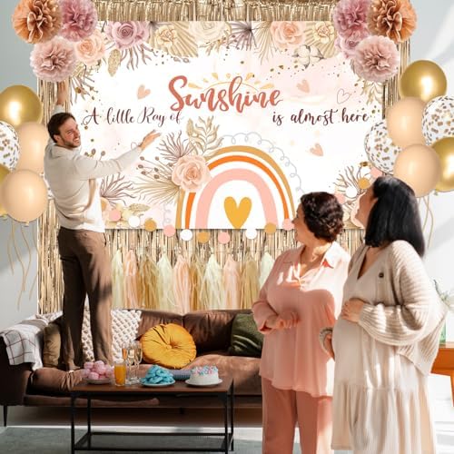 Champagne Gold Beige Fall Boho Baby Shower Party Decorations - Image 3