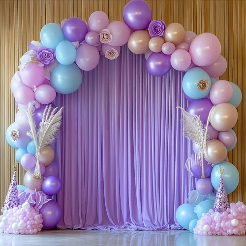 Wokceer Lavender Purple Backdrop Curtain Drapes for Parties, 3Pack 10x10FT - Image 6