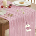 2 Pack Pink Cheesecloth Table Runner for Wedding Birthday Party Home Decor by IVAPUPU