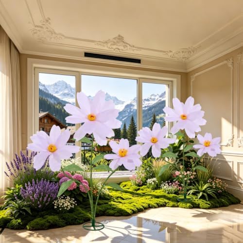 5.9 Ft Giant Daisy Flowers Artificial Purple - Image 4
