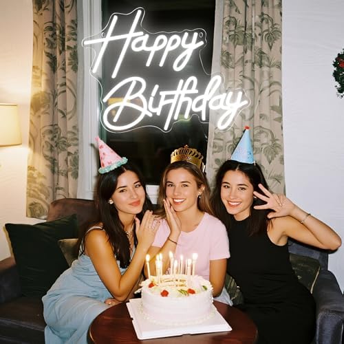 Happy Birthday Neon Sign for Wall Decor, LED Happy Birthday Light Up Sign, Dimmable LED Birthday Neon Light for Birthday Party Decorations Backdrop, White - Image 5