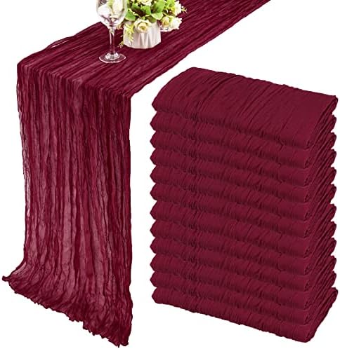 35x157 Inch Burgundy Cheesecloth Table Runner Fall Wedding Party Home Decor by Fivenl