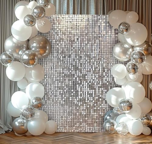 Silver Shimmer Wall Backdrop, 36pcs Sequin Panels - Image 4