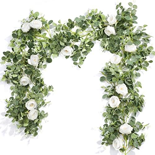 Der Rose 4Pcs 6.5FT Artificial Flower Eucalyptus Garland Wedding Decor by DerRose