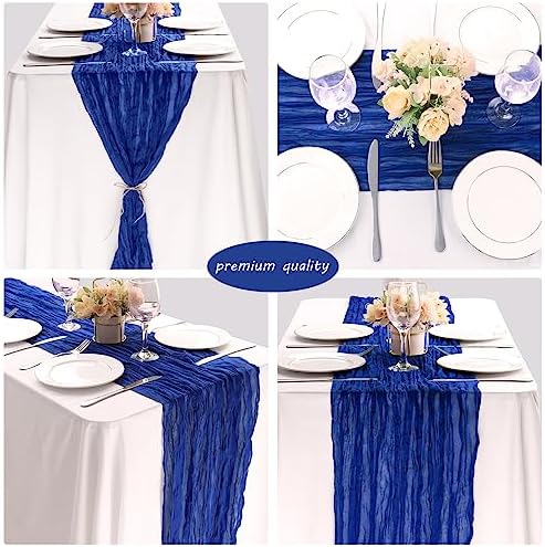 35x72 Inch Royal Blue Cheesecloth Table Runner Wedding Birthday Decor - Image 5