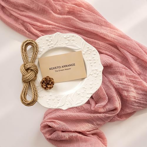 Dusty Rose Cheesecloth Table Runner 120 Inches Fall Party Home Decorations - Image 4