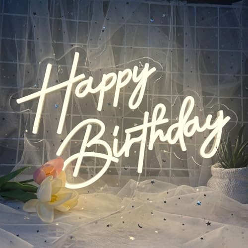 Happy Birthday Neon Sign 17×12 Inch Warm White LED Neon Light Signs - Image 2