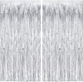 Silver Streamers Metallic Party Backdrop 8.2ft x 3.2ft - Pack of 2 by GREATRIL