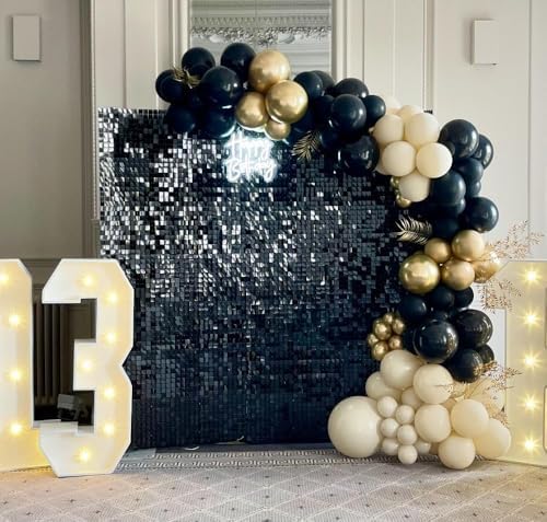 Shimmer Wall Backdrop Black 24Pcs Sequin Panels Decoration - Image 2