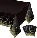 Gexolenu 6 Pack Black and Gold Tablecloth for Rectangle Tables, Plastic Disposable Dot Confetti Party Table Covers for Birthday, Graduation, New Year Party, Anniversary, 54" x 108" by Gexolenu