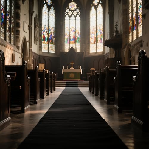 Extra Thick Black Carpet Runner 3 x 15Ft, Non-Slip TPR Rubber Backing, 450 GSM Heavy-Duty Aisle Runner Black Runner Rug for Wedding Ceremony, Hollywood Party, Graduation & Award Events - Image 2