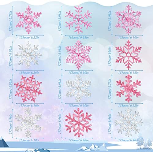Sumind 30 Pcs Winter Wonderland Decor Snowflake Swirls, Pink, Silver - Image 2