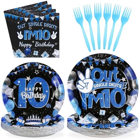 96 Pcs 10th Birthday Decorations for Boys 10 Year Old Birthday Serves 24 by Grencian