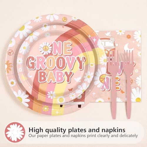 96Pcs Boho Groovy One Birthday Party Supplies Serves 24 - Image 2