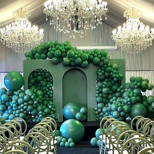 PartyWoo Pearl Dark Green Balloons 50pcs Pearl Emerald Hunter Forest Green - Image 5