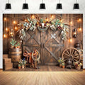 Western Cowboy Rustic Wooden Barn Door Backdrop, Wild West Cow Skull Cactus Vintage Farmhouse Photography Background for Rodeo Birthday Party Photo Booth Studio Portrait Props 10X8 FT by Viajar