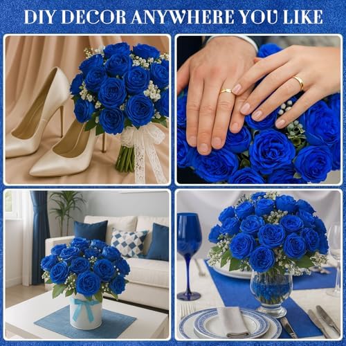 Geosar 16 Bundles Artificial Peonies Flowers,Royal Blue - Image 5