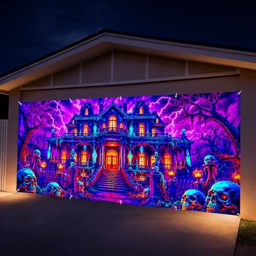 7 x 16 ft Mystic Manor Halloween Garage Door Decorations Halloween decorations Witch Door Cover, Hanging Banner Backdrop Mural for Home, Outdoor, Indoor, Spooky Party, Wall, Window - Image 2