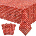 3 Pack Red Stone Wall Plastic Tablecloth, Medieval Castle Party Decoration by NatNarr