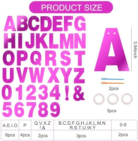 BEISHIDA Double-sided Purple 116Pc A-Z DIY Letter Custom Banner Party Decor - Image 2