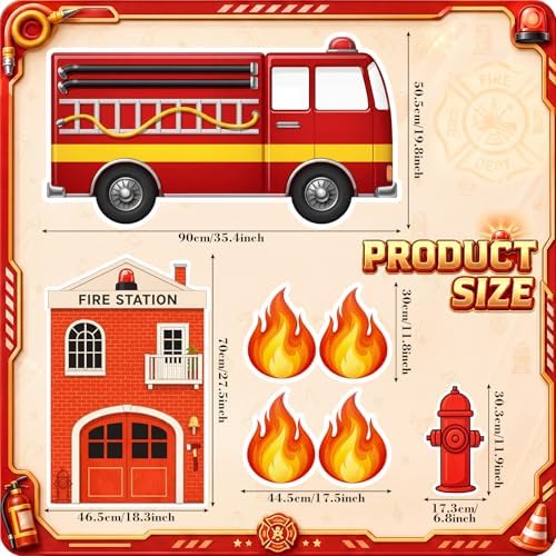 Honoson 5 Pcs Large 3FT Firefighter Birthday Decorations Cardboard Cutouts - Image 4