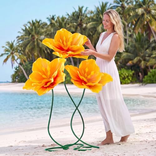 3 Pack 5 ft Giant Artificial Hibiscus Flowers Big Tropical Flowers - Image 5