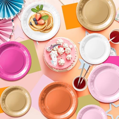 60Pcs Pink and Orange Plates and Napkins Party Decorations,Serves 20 - Image 7