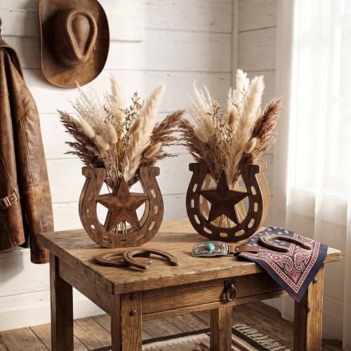 Cinnvoice 6 Pcs Boot Wooden Decor, 6 Pcs, Horseshoe with Star - Image 5