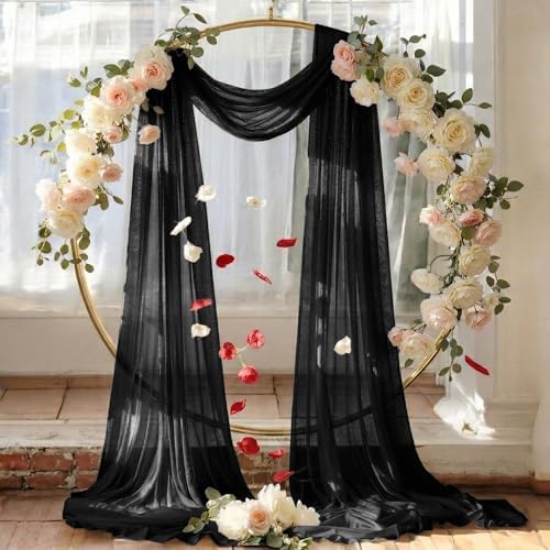 Pack of 1 Wedding Arch Drape Panel Fabric 30" x 20ft - Black - Image 6