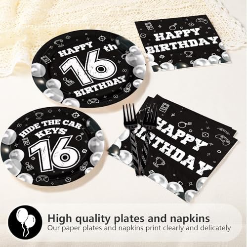 96 Pcs 16th Birthday Decorations for 16 Year Old Boys Girls, Serves 24 - Image 5