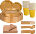 WELLIFE 210Pcs Gold Plastic Plates, Disposable Plastic Plates for Party by WELLIFE