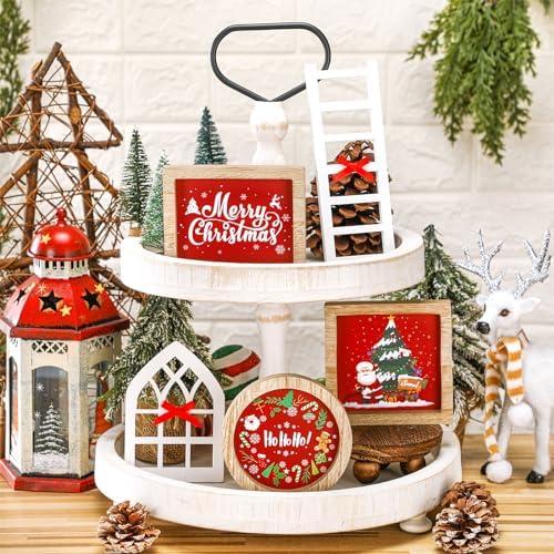 48 Pcs Interchangeable Seasonal Tiered Tray Decor, Vintage Color, Festive - Image 4