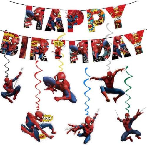 118 Pcs Spider Birthday Party Supplies Set, Spider Theme: 1Banner, 20Cups, 6Hanging Swirls, 30(Spoons+Forks+Knives), 1Tablecloth, 20Plates(9 inch), 20Plates(7 inch), 20Napkins - Image 5