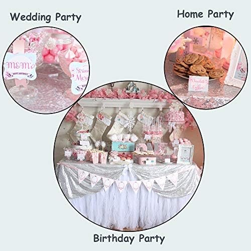Eternal Beauty Silver Sequin Tablecloth 60 x 120-Inch Sparkly Overlay Rectangle Glitter Table Cover for Wedding Party Birthday Decoration - Image 6