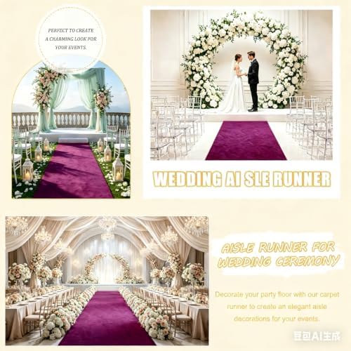 FUHSY Wedding Aisle Runner Purple Carpet Runner for Party Velvet Aisle Runner 4x15 FT Wedding Aisle Runners for Outside Carpet Rug Runner Aisle Runners for Outdoor Ceremony Runway for Hallway - Image 6
