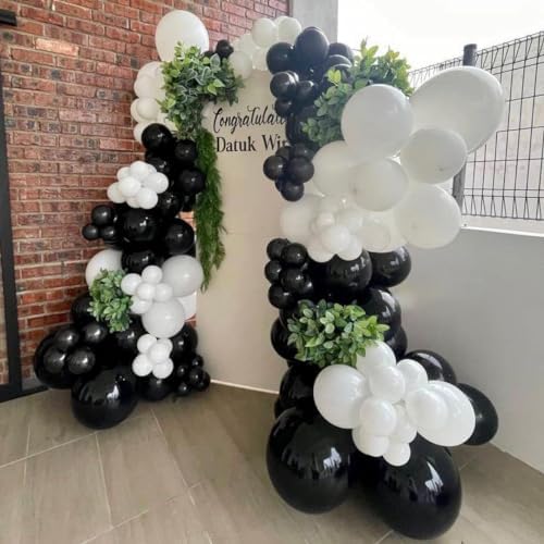 Black and White Balloon Arch Kit, ADOINBY 140Pcs Black and White Durable Latex Balloons 18 12 10 5 Inch Different Size Balloons for Birthday Anniversary Wedding Engagement Graduation Party Decorations - Image 5